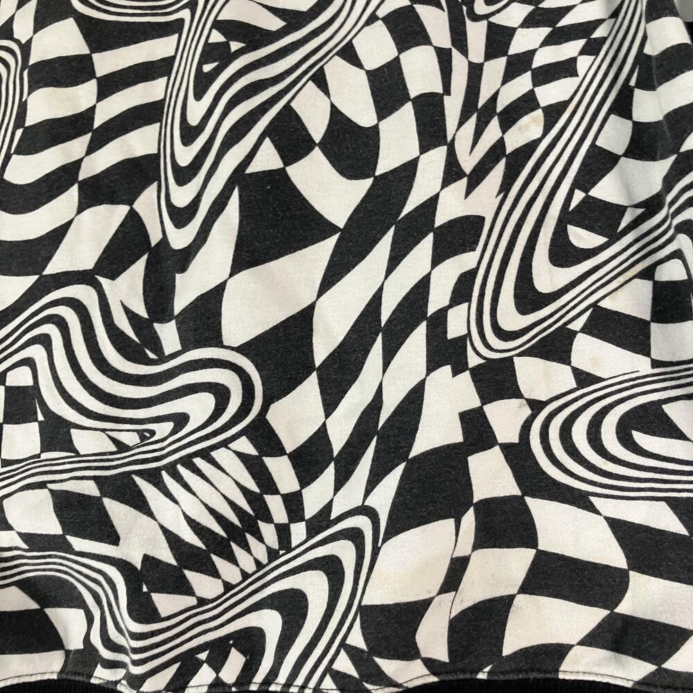 Wild Fable‎ Sweatshirt Womens Large Black White Trippy Checkerboard Crewneck - Picture 14 of 15